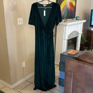 NWT Baltic Born Meghan Velvet Wrap Maxi Dress XL - Emerald